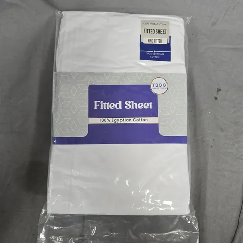 KING SIZE FITTED SHEET – 100% EGYPTIAN COTTON, WHITE