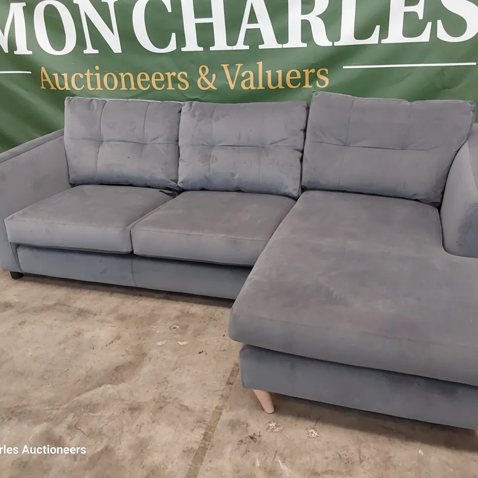 QUALITY BRITISH DESIGNER LOUNGE Co. CHAISE SOFA PLUSH GREY FABRIC 