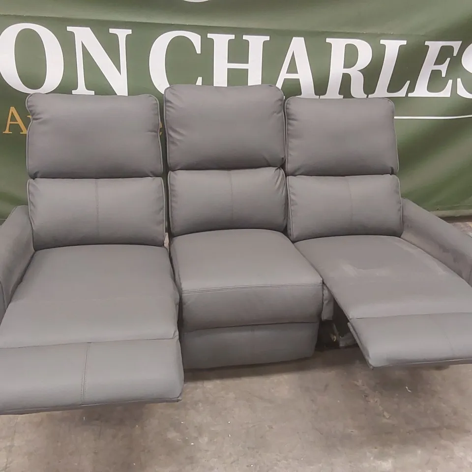 QUALITY DESIGNER 3 SEATER FAUX LEATHER MANUAL RECLINER SOFA