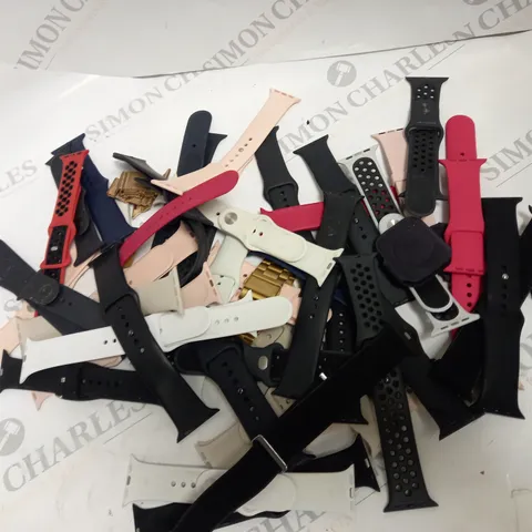 APPROX 30 ASSORTED LOOSE SMART WATCH STRAPS IN VARIOUS DESIGNS AND SIZES. 