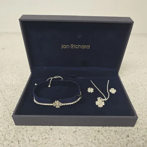JON RICHARD FLORAL CRYSTAL JEWELLERY SET – BRACELET, NECKLACE & EARRINGS IN PRESENTATION BOX