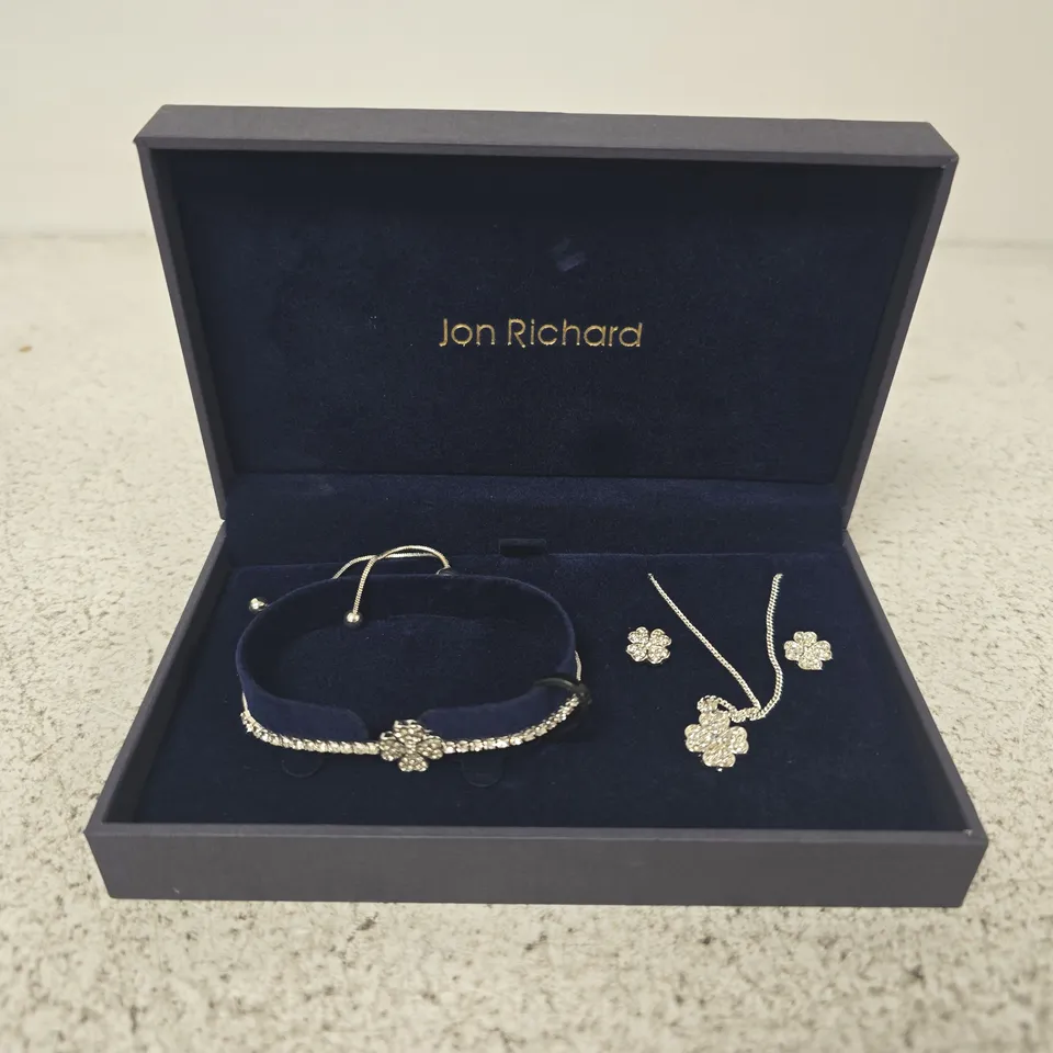 JON RICHARD FLORAL CRYSTAL JEWELLERY SET – BRACELET, NECKLACE & EARRINGS IN PRESENTATION BOX