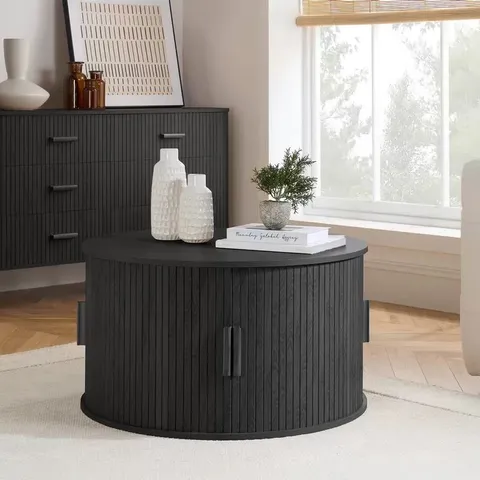 BOXED BIRLEA AXEL ROUND FLUTED COFFEE TABLE WITH STORAGE