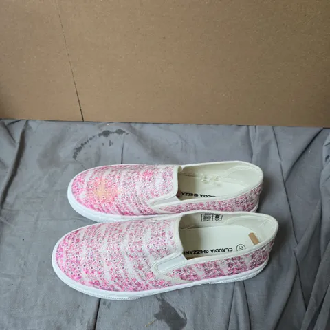 CLAUDIA GHIZZANI WOMEN'S SLIP-ON SNEAKERS – PINK SPECKLED FABRIC, UK 6 (EU 39)