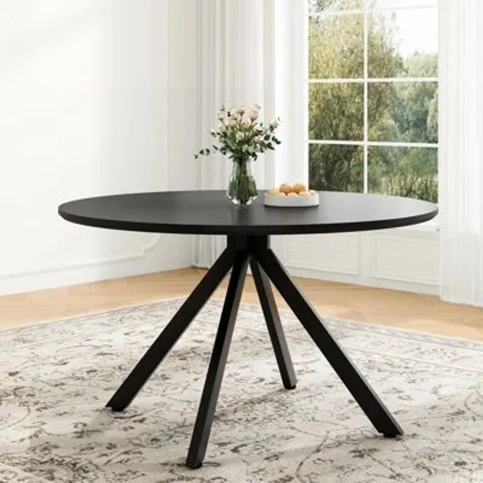 BOXED WHOLE BOARD ROUND DINING TABLE - BLACK (1 BOX)