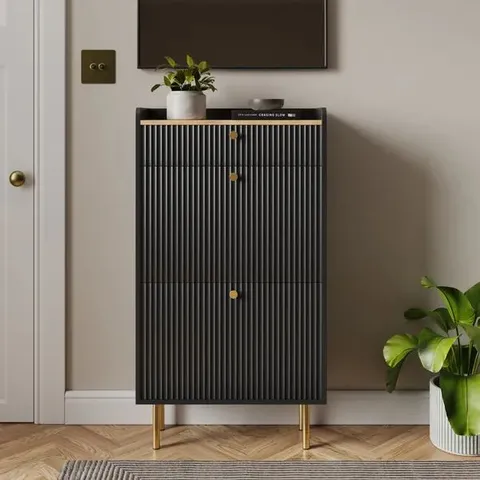 BOXED DUNELM GEORGI SELF ASSEMBLY DOUBLE SHOE DROP BLACK H116.6XW64XD25.2CM (1 BOX)