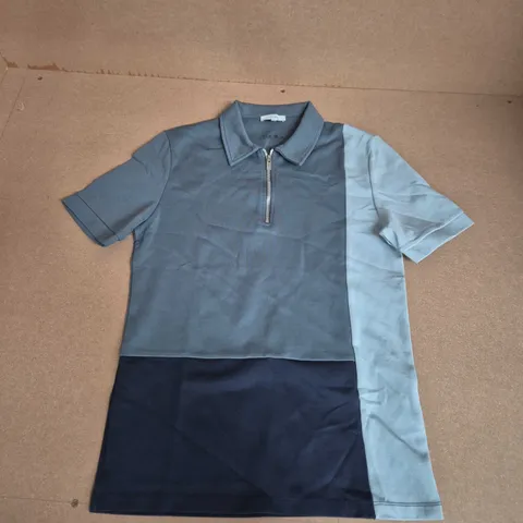 ARNE COLOUR-BLOCK SHORT-SLEEVE ZIP POLO SHIRT β SIZE S