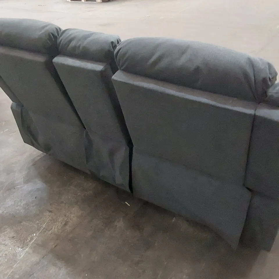 DESIGNER SORRENTO SLATE GREY PLUSH FABRIC UPHOLSTERED 2 SEATER MANUAL RECLINER SOFA