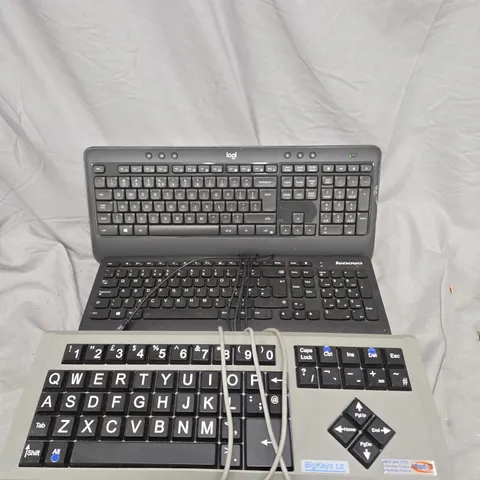 BOX OF APPROXIMATELY 10 ASSORTED KEYBOARDS TO INCLUDE LOGITECH, LENOVO AND ADAPT-IT