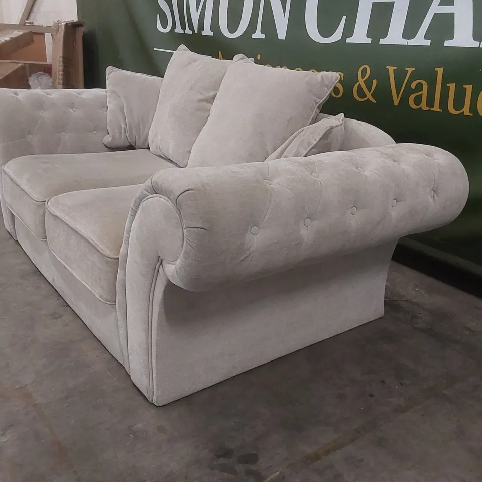 QUALITY DESIGNER WINDSOR 3 SEATER FABRIC UPHOLSTERED SCATTER BACK SOFA