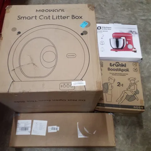 PALLET CONTAINING ASSORTED PRODUCTS INCLUDING SMART CAT LITTER BOX, STAND MIXER, TRUNKI BACKPACK/CAR & CLOTHES AIRER