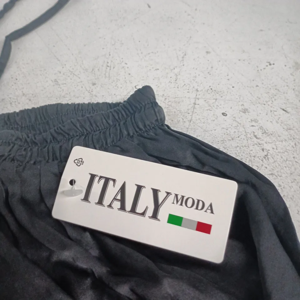ITALY MODA BLACK ELASTIC-WAIST JOGGER TROUSERS