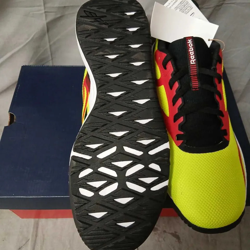 REEBOK NFX TRAINER MEN'S SHOES – NEON YELLOW/BLACK/RED, UK 11.5