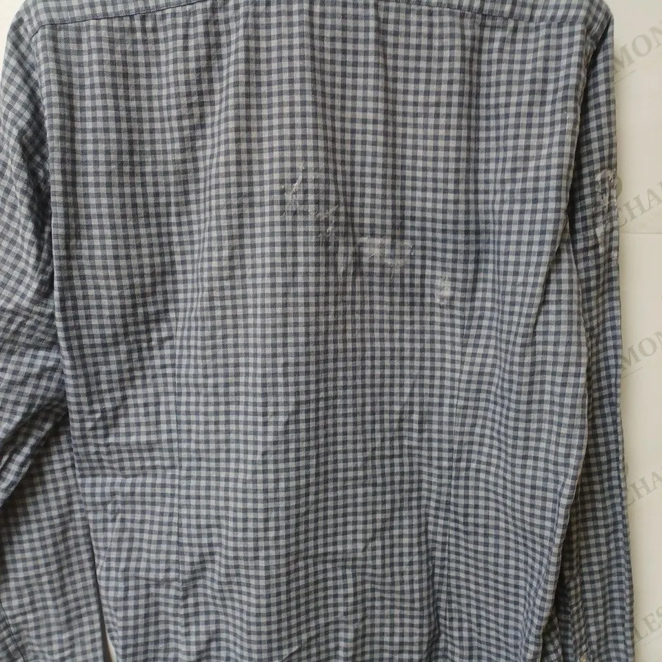 CALVIN KLEIN MENS BLUE CHECKED FITTED SHIRT SIZE 40 