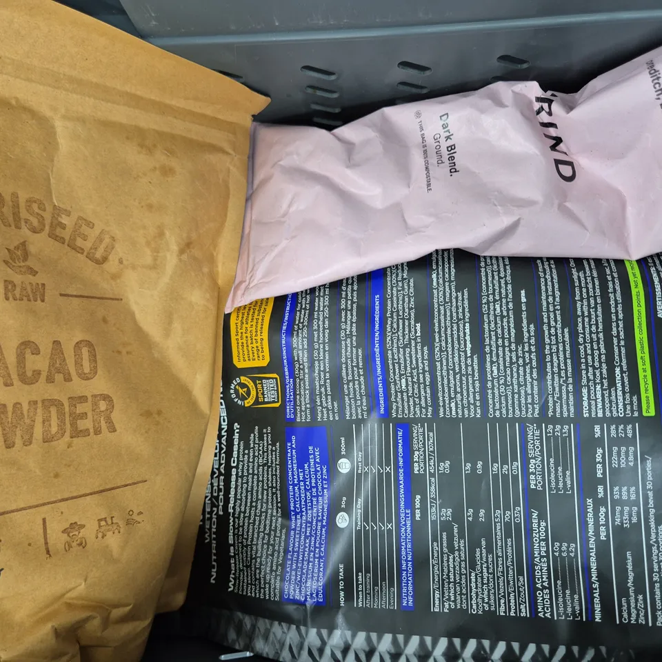 APPROXIMATELY 5 ASSORTED FOOD ITEMS TO INCLUDE CACAO POWDER, ALT COFFEE, ETC