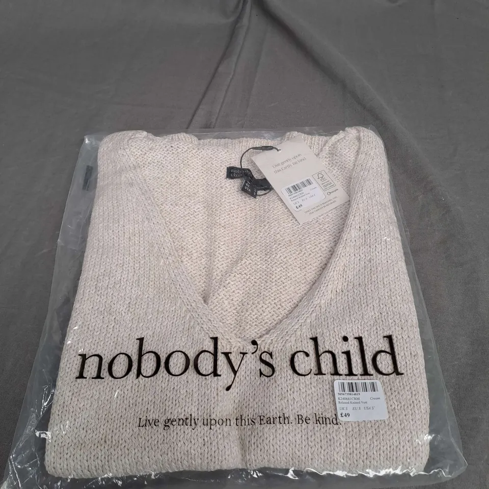 BAGGED NOBODYS CHILD RELAXED KNITTED VEST SIZE S