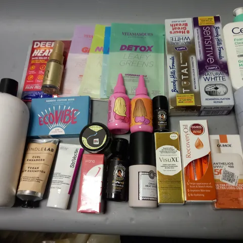 LOT OF APPROXIMATELY 21 ASSORTED HEALTH AND BEAUTY ITEMS TO INCLUDE CERAVE CLEANSER, VITAMASQUES FACE MASKS AND OSIRIS RECOVERY OIL