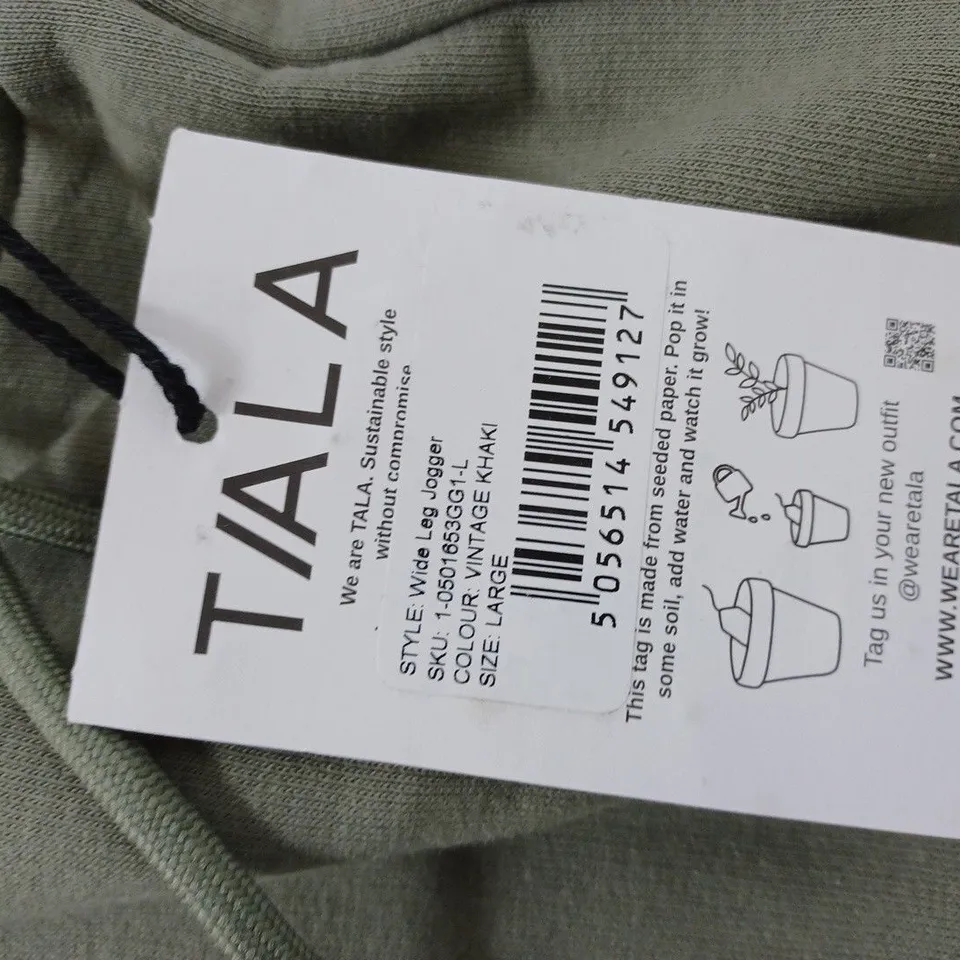TALA VINTAGE KHAKI WIDE LEG JOGGERS- LARGE