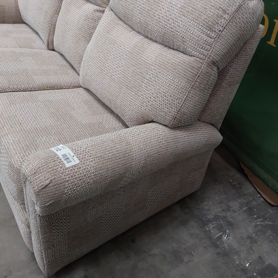 QUALITY BRITISH DESIGNER G PLAN THREE SEATER SOFA BEIGE FABRIC 