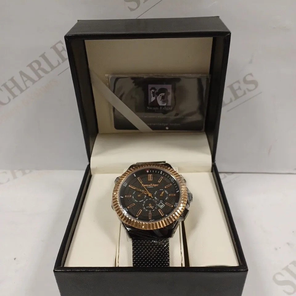  LIMITED EDITION SWAN & EDGAR HAND ASSEMBLED REFINED SPORTS AUTOMATIC BLACK WATCH RRP £200