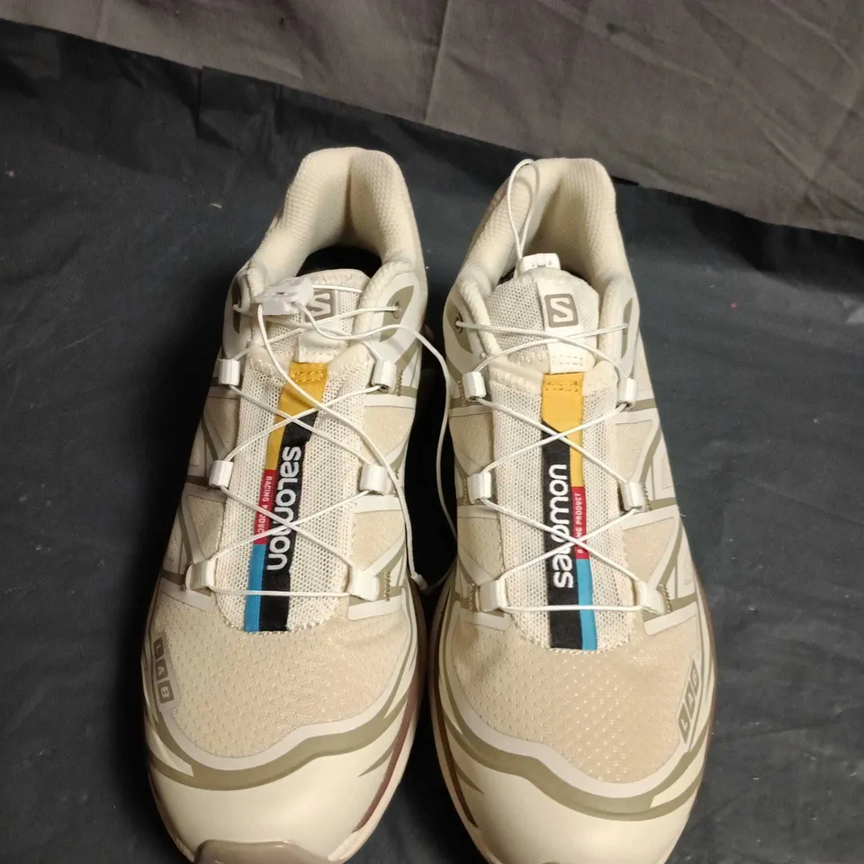 UNBOXED PAIR OF SALOMON S-LAB TRAIL RUNNING SHOES – BEIGE/OFF-WHITE - UK SIZE 7.5