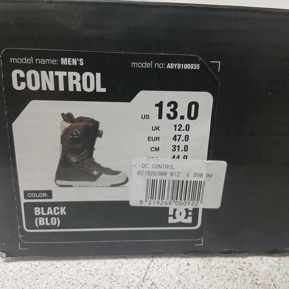 DC MEN'S SNOWBOARD BOOTS – CONTROL, UK 12 / US 13, BLACK