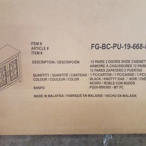 BOXED 12 PAIR 2 DOOR SHOE CABINET 