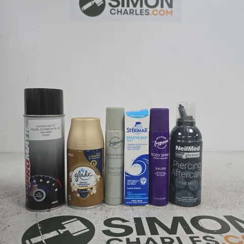 APPROXIMATELY 25 ASSORTED ITEMS INCLUDING NEILMED PIERCING AFTERCARE, DESIGNER FRAGRANCES BODY SPRAY AND STERIMAR BREATH EASY ISOTONIC SOLUTION