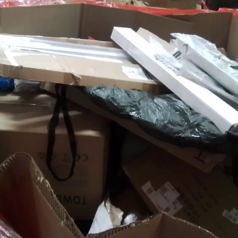 PALLET OF ASSORTED HOUSEHOLD GOODS AND PRODUCTS TO INCLUDE;TOILET SEAT,KNITTING MACHINE,COAT RACK