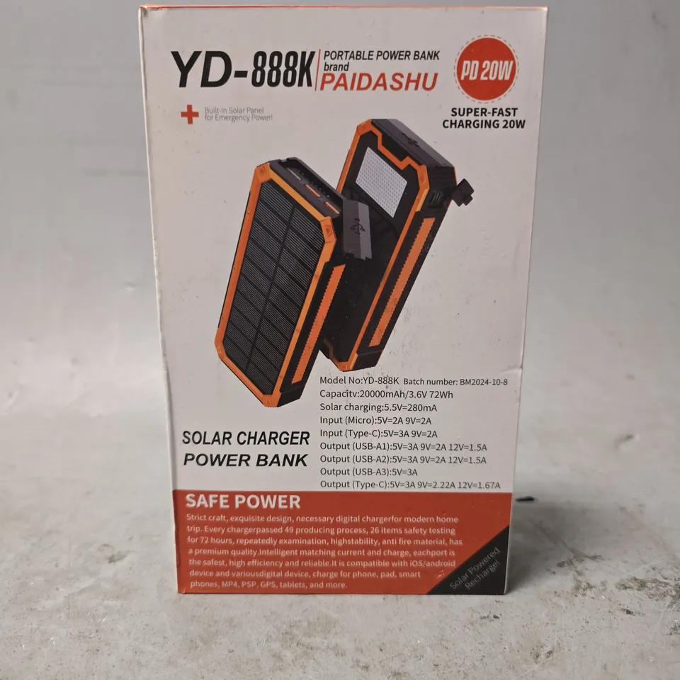 BOXED PAIDASHU PORTABLE POWER BANK YD-888K PD20W 
