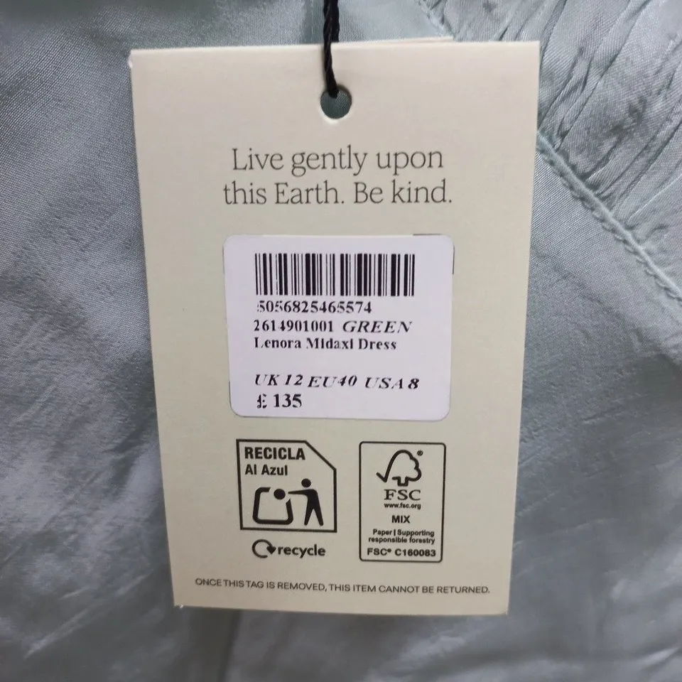 NOBODYS CHILD LENORA MIDAXI DRESS IN GREEN - UK 12