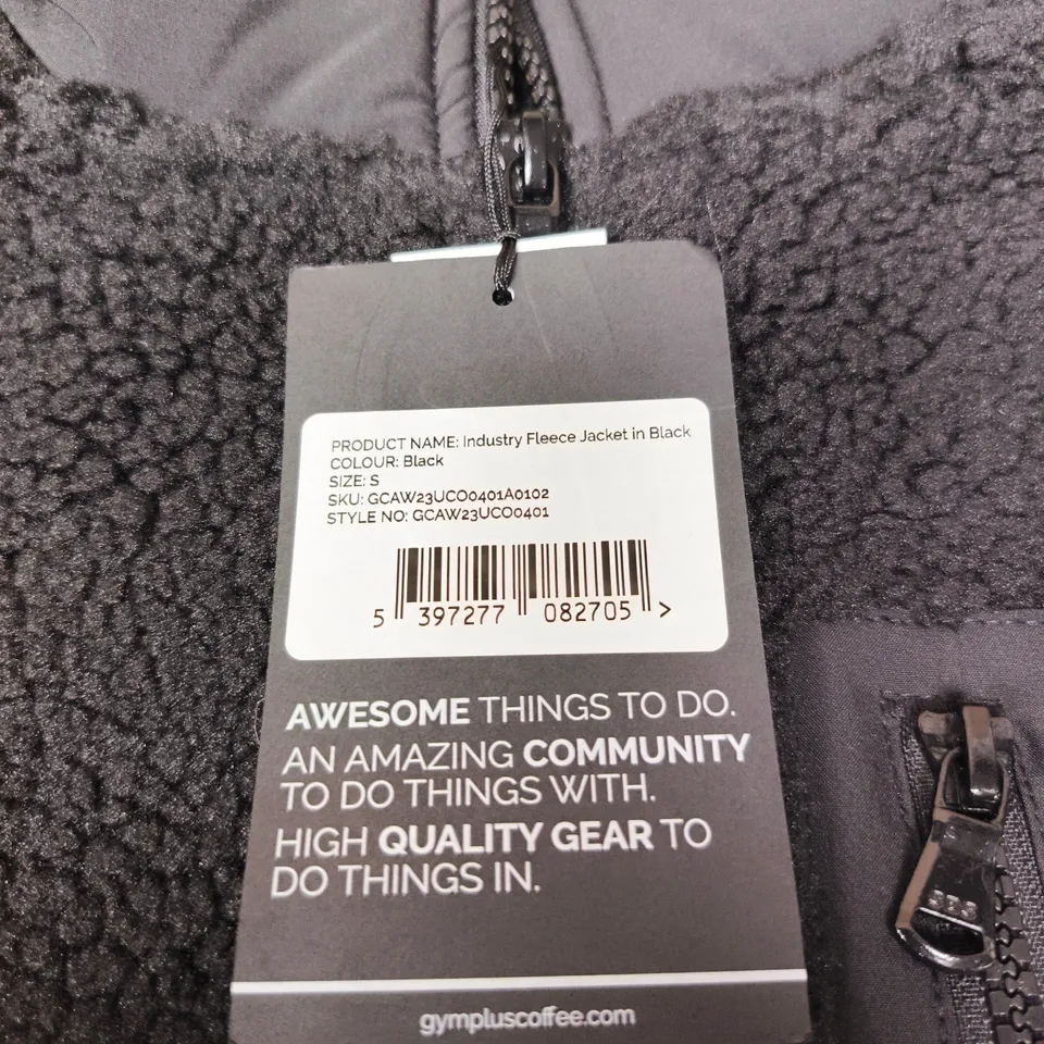 GYM+COFFEE INDUSTRY FLEECE JACKET – BLACK, SIZE S