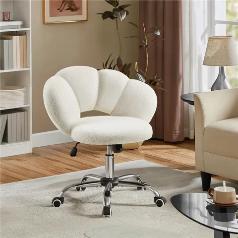 BOXED BOUCLE 360 SWIVEL HEIGHT ADJUSTABLE TASK CHAIR - WHITE (1 BOX)