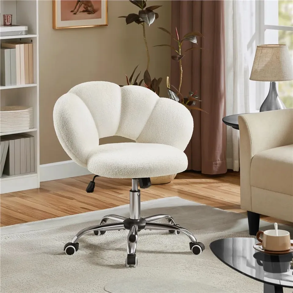 BOXED BOUCLE 360 SWIVEL HEIGHT ADJUSTABLE TASK CHAIR - WHITE (1 BOX)