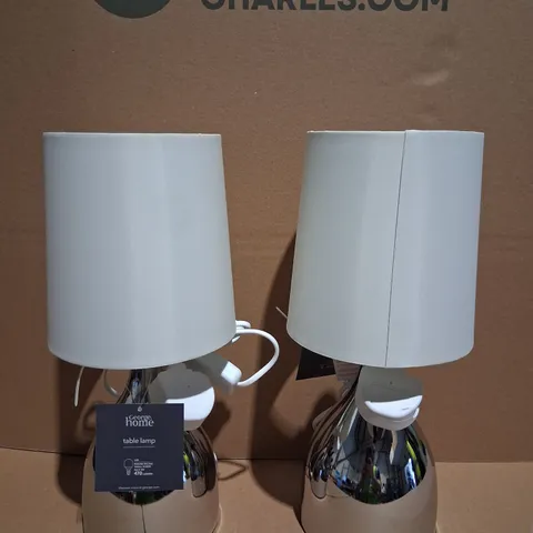 PAIR OF BRAND NEW CHROME TABLE LAMPS 