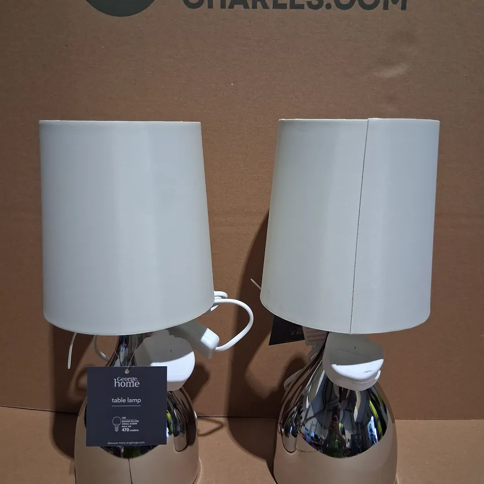 PAIR OF BRAND NEW CHROME TABLE LAMPS 