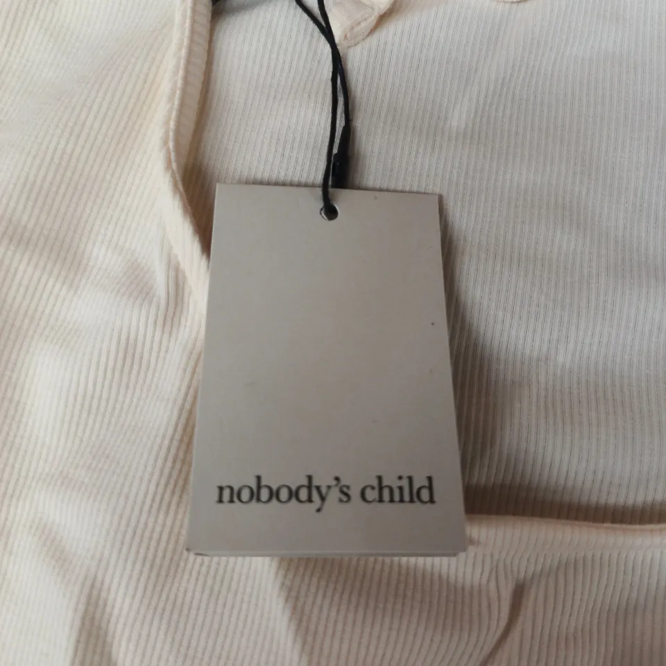 NOBODY'S CHILD JERSEY WHITE WIDE-SLEEVE SCOOP-BACK TOP, UK 10 
