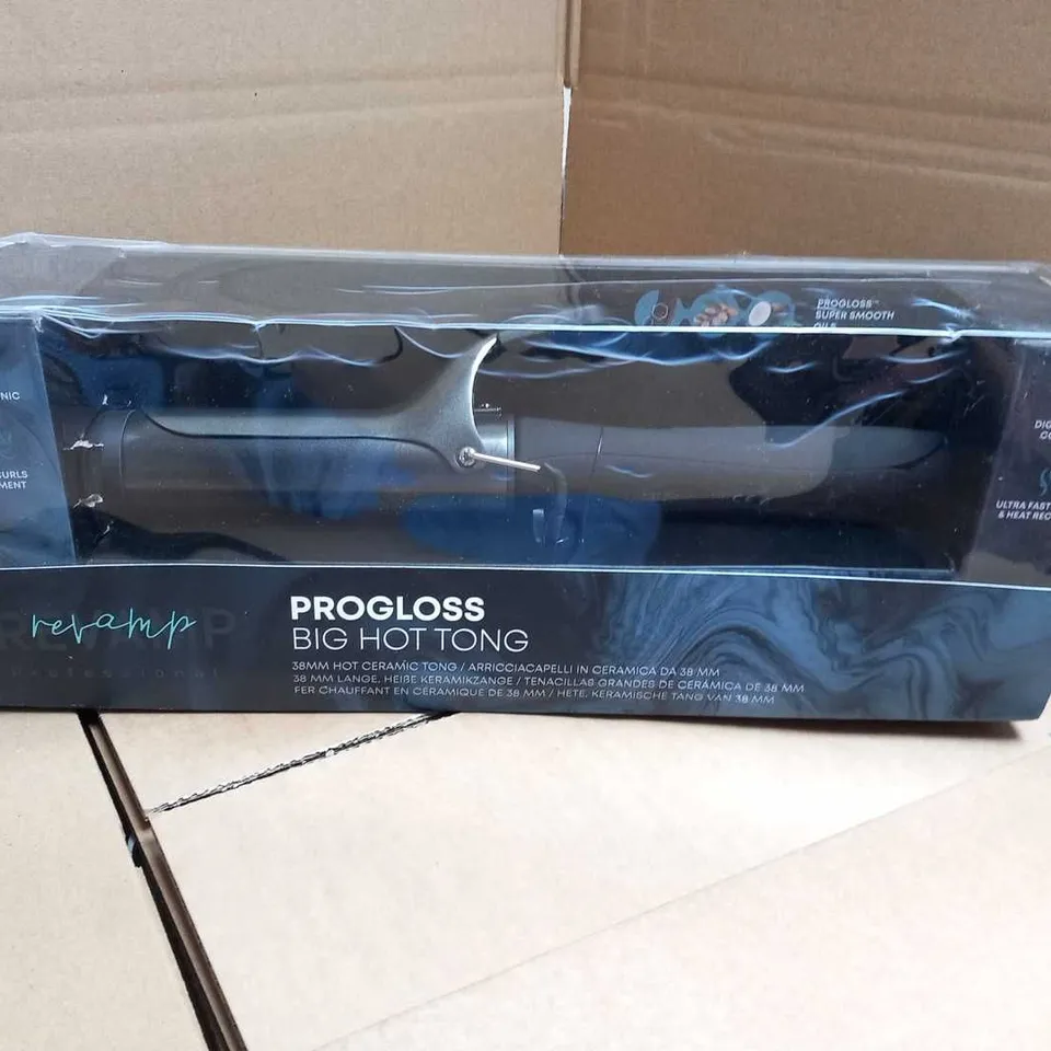 BOXED REVAMP PROFESSIONAL PROGLOSS BIG HOT TONG 38MM HOT CERAMIC TONG