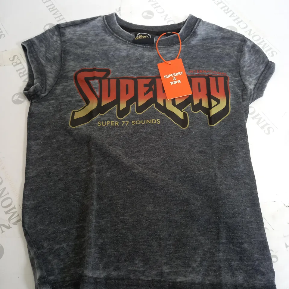 SUPERDRY GRAPHIC ROCKBAND T-SHIRT IN WASHED JET BLACK - SMALL