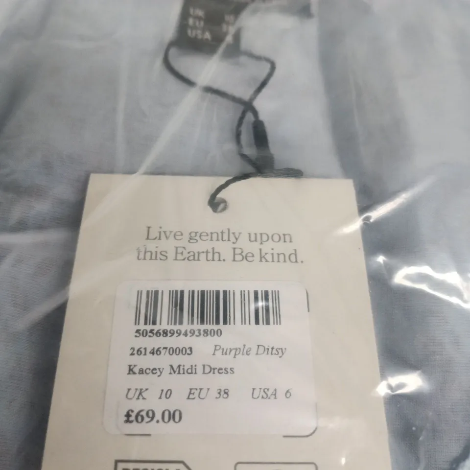 NOBODY'S CHILD KACEY MIDI DRESS - PURPLE DITSY, UK 10