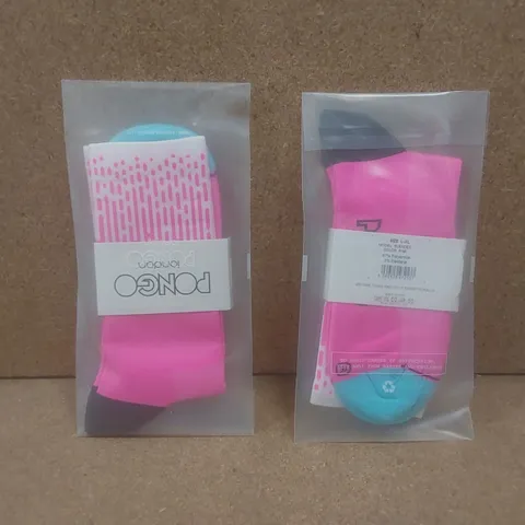 BOX TO CONTAIN APPROX 100 BRAND NEW PAIRS OF PONGO LONDON CYCLING SOCKS - PINK // SIZE: L-XL // 1 PAIR PER PACK