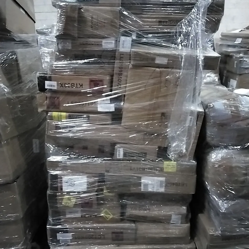 PALLET OF HOUSEHOLD ITEMS TO INCLUDE WATCH BOX,  STORAGE OTTOMAN, DUMBBELL AND OTHER ASSORTED ITEMS...