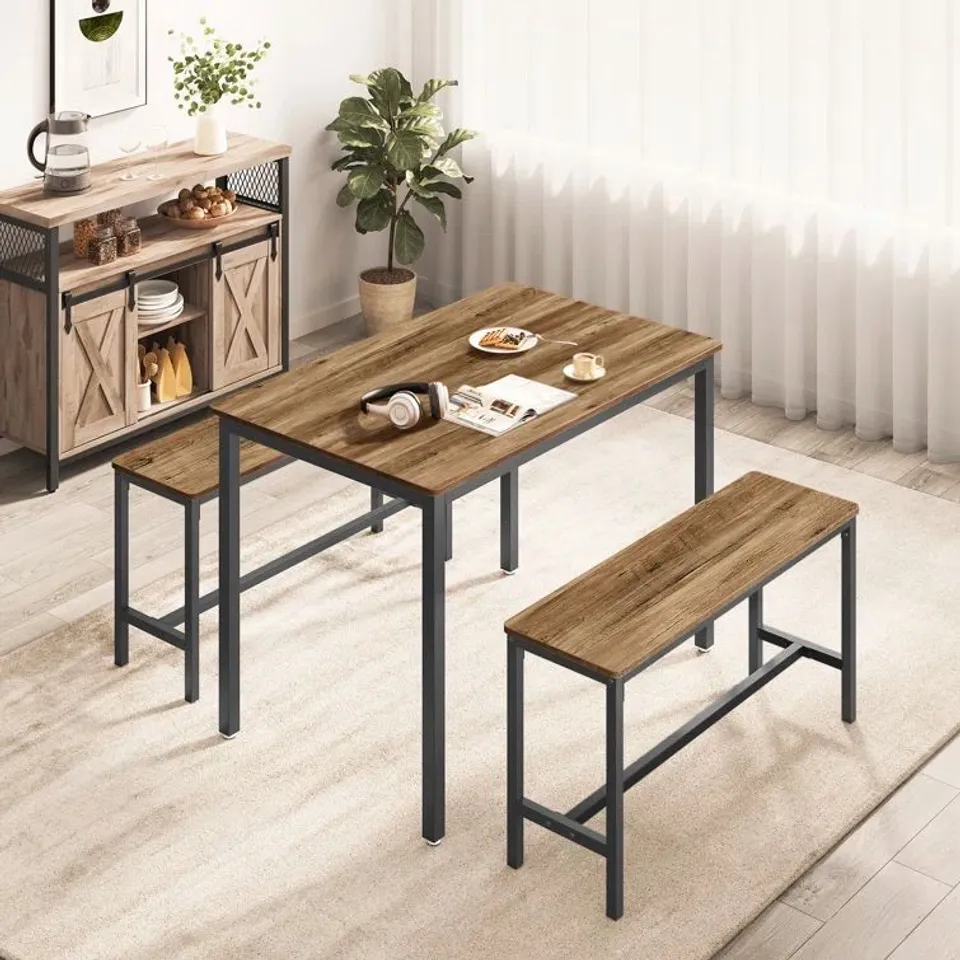 BOXED FRANCO DINING SET WITH 2 BENCHES