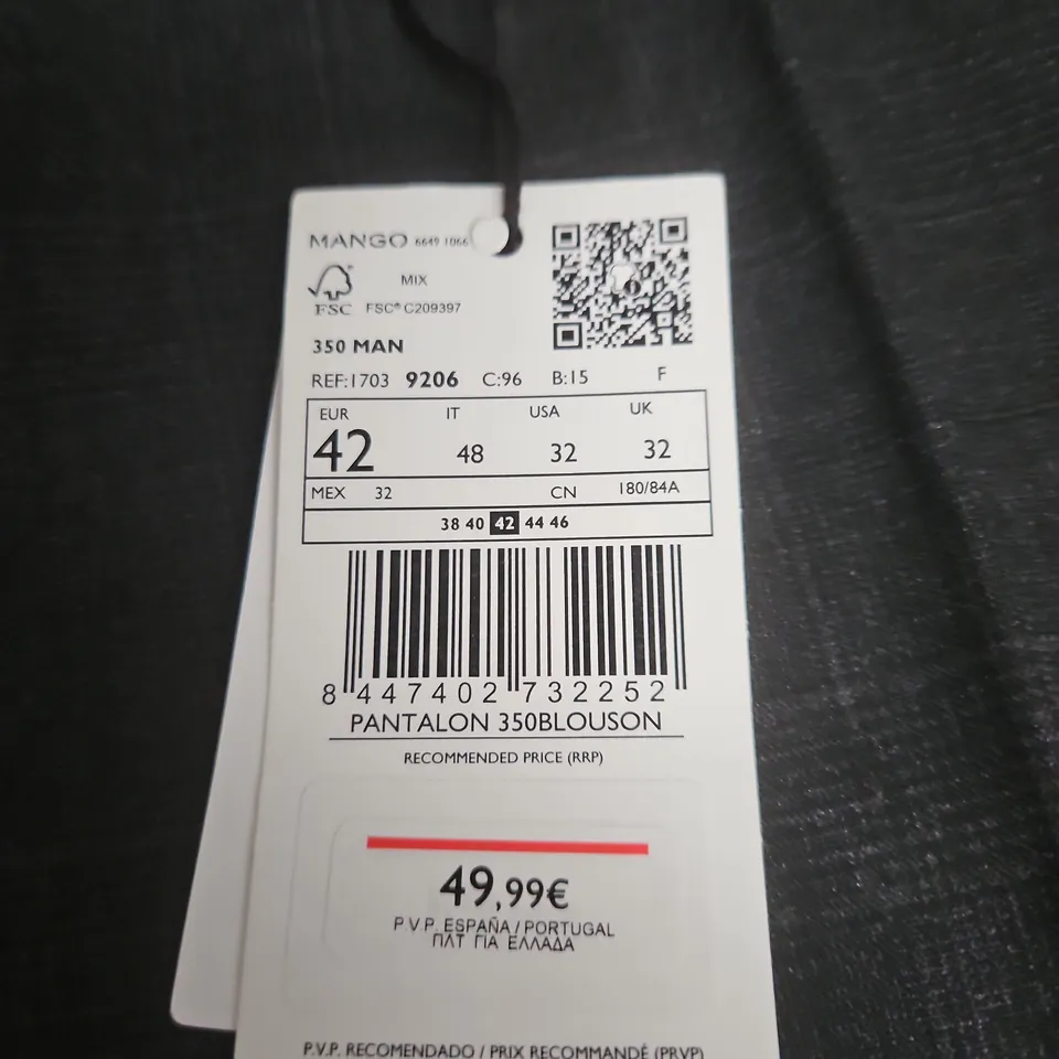MANGO TROUSERS - BLACK, UK 32 (EU 42)