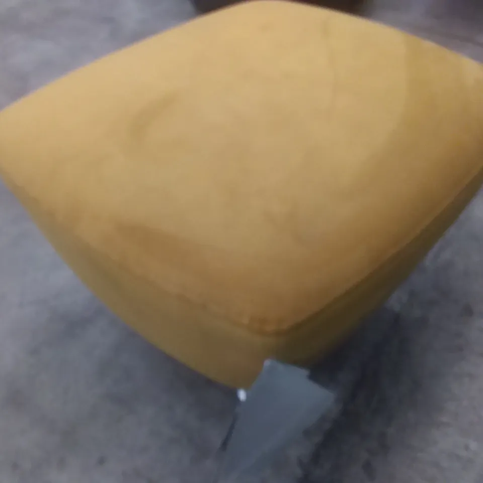 QUALITY BRITISH DESIGNER LOUNGE CO. JACOB FOOTSTOOL MUSTARD PLUSH FABRIC 