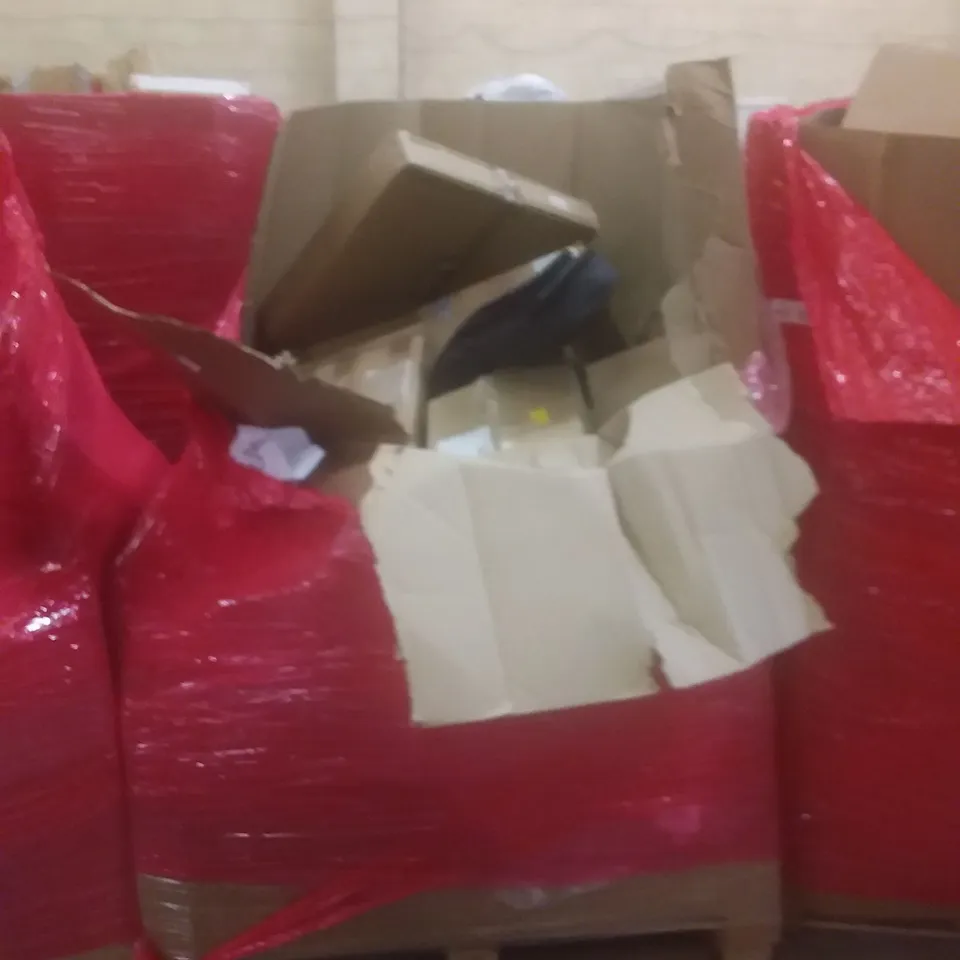PALLET OF ASSORTED HOUSEHOLD PRODUCTS AND ITEMS, INCLUDING; GUITAR BAG BOXED FURNITURE ETC