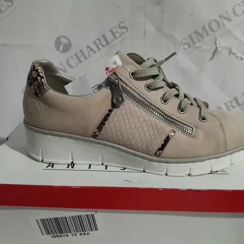 BOXED PAIR OF RIEKER TRAINERS IN TAUPE SIZE 6.5