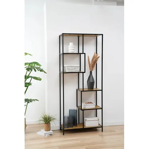 BOXED ACELYNN 185CM H X 83CM W METAL LIBRARY BOOKCASE (1 BOX)
