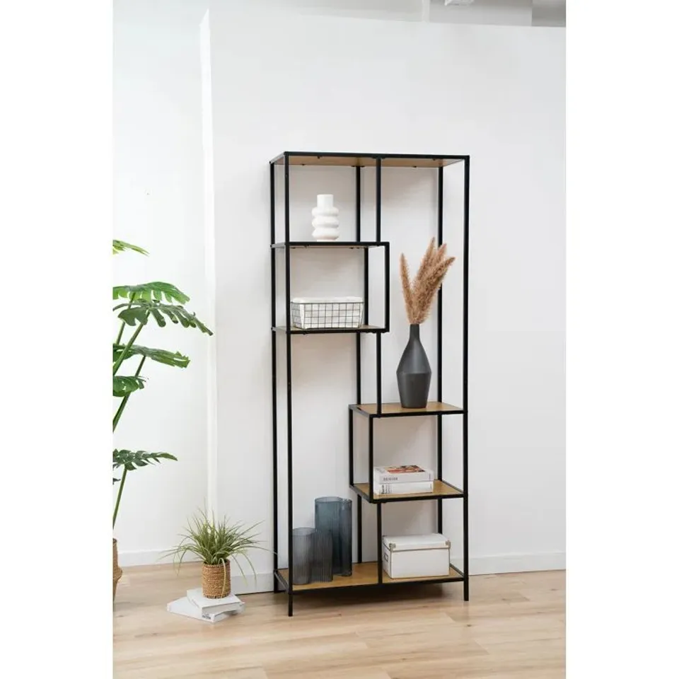 BOXED ACELYNN 185CM H X 83CM W METAL LIBRARY BOOKCASE (1 BOX)