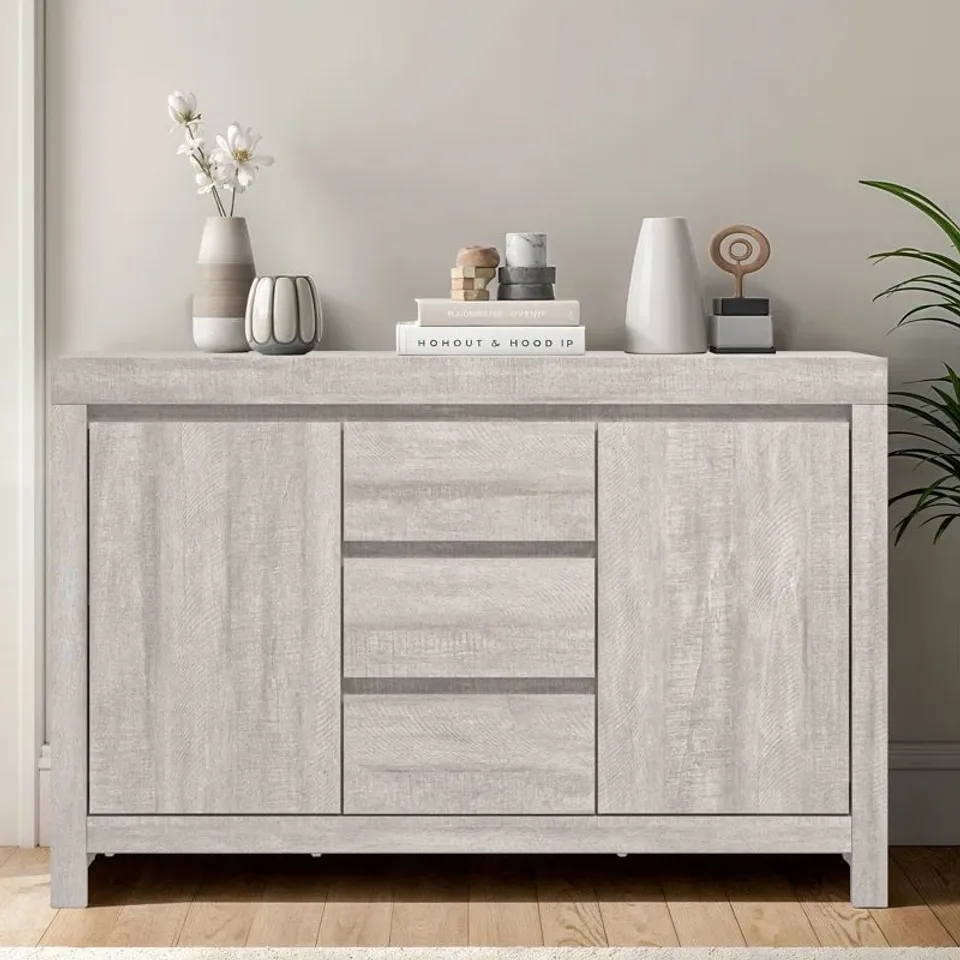 BOXED ELLANI CUBBOT WIDE 2 DOOR 3 DRAWER SIDEBOARD